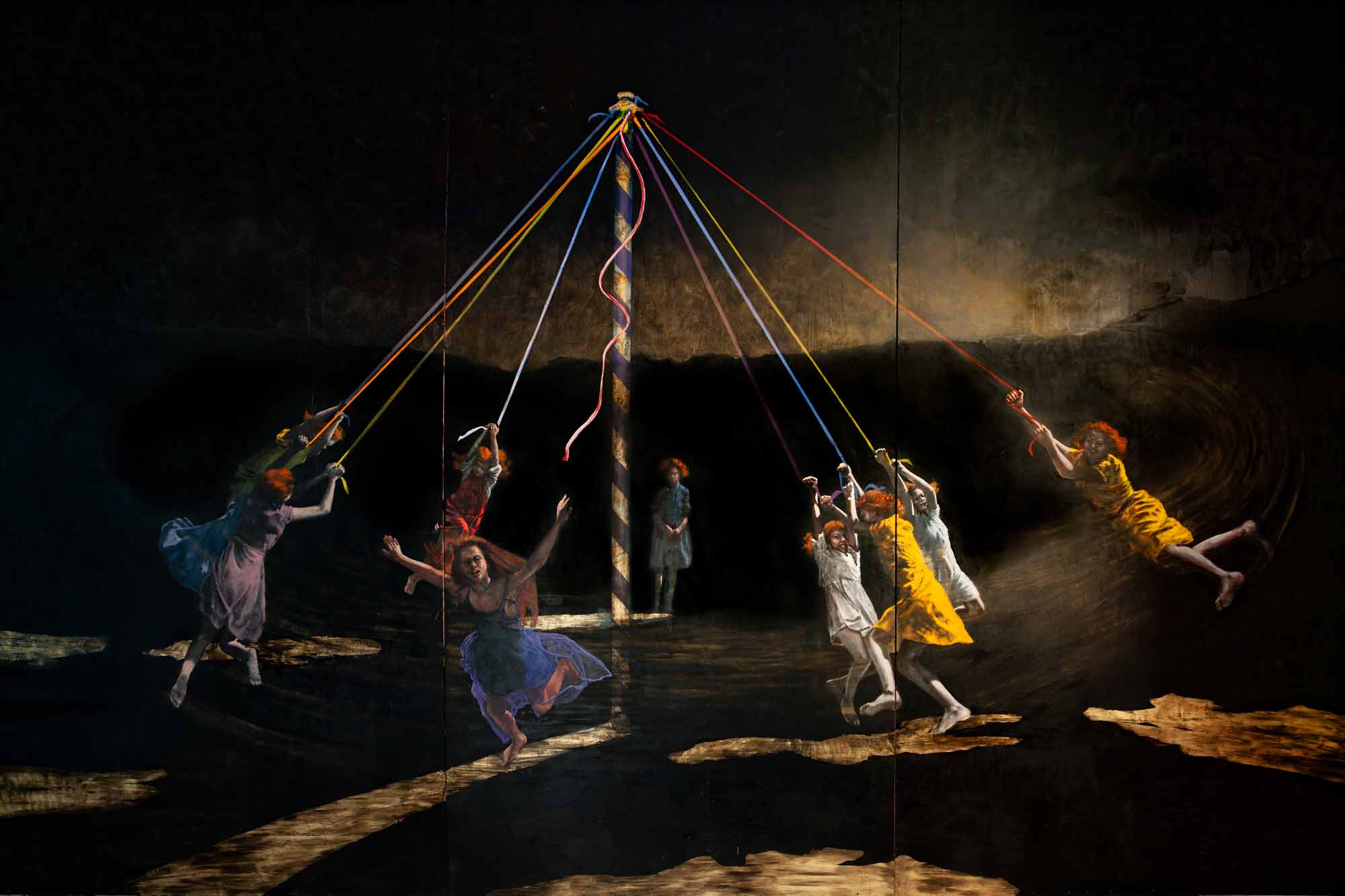 "The Maypole" is a large scale oil painting by British Fine Art Painter TOBIAS KEENE